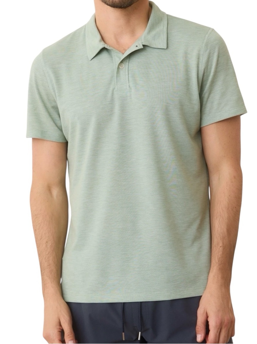 Marine Layer Polo Shirt M/L Green Tencel Cotton Lightweight Pocket